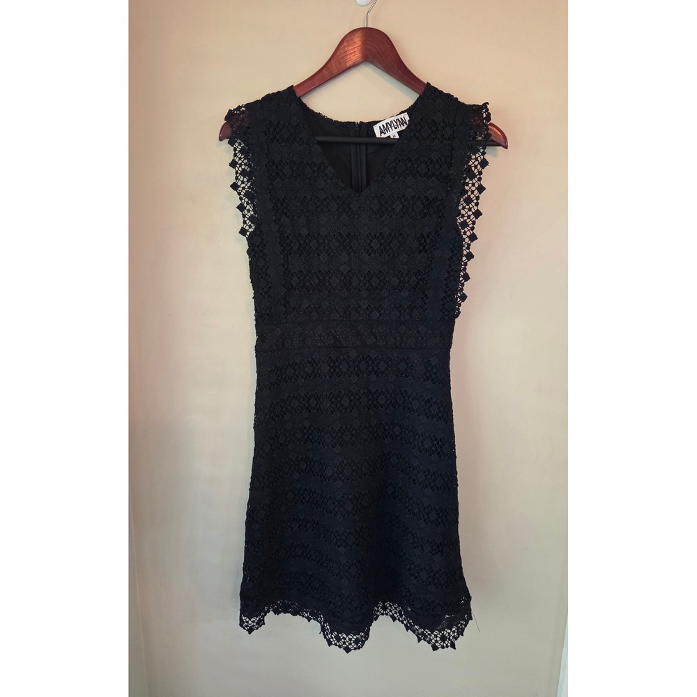 Amy Lynn Womens Lace Sleeveless Mini Dress Size M Black Cocktail Boho